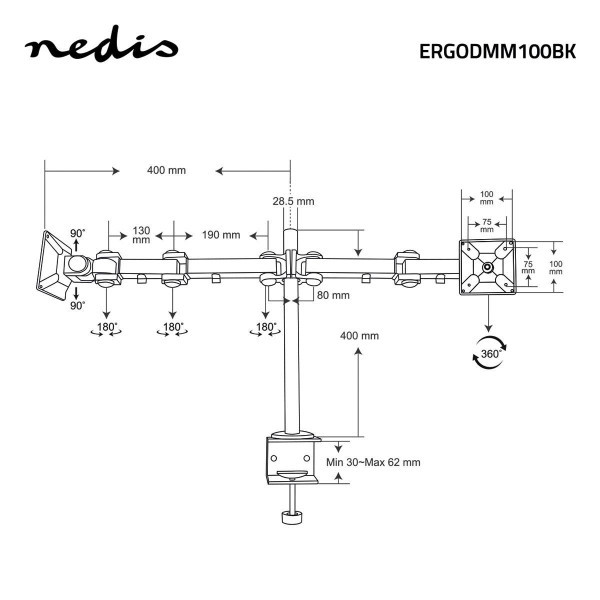 Nedis nosač za monitore 14-24'' slika 3